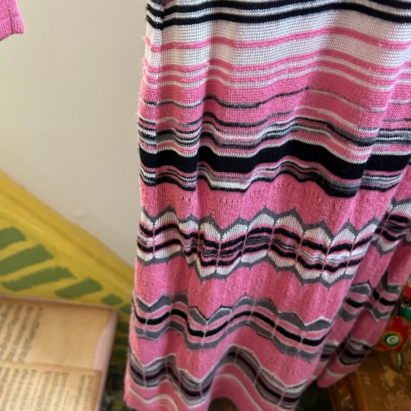 Guess Jeans Y2K Pink Striped Crochet Long Sleeve Dress L - Picture 6 of 16